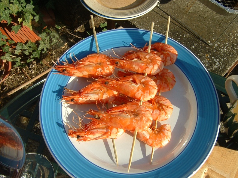 Unbrowned prawns