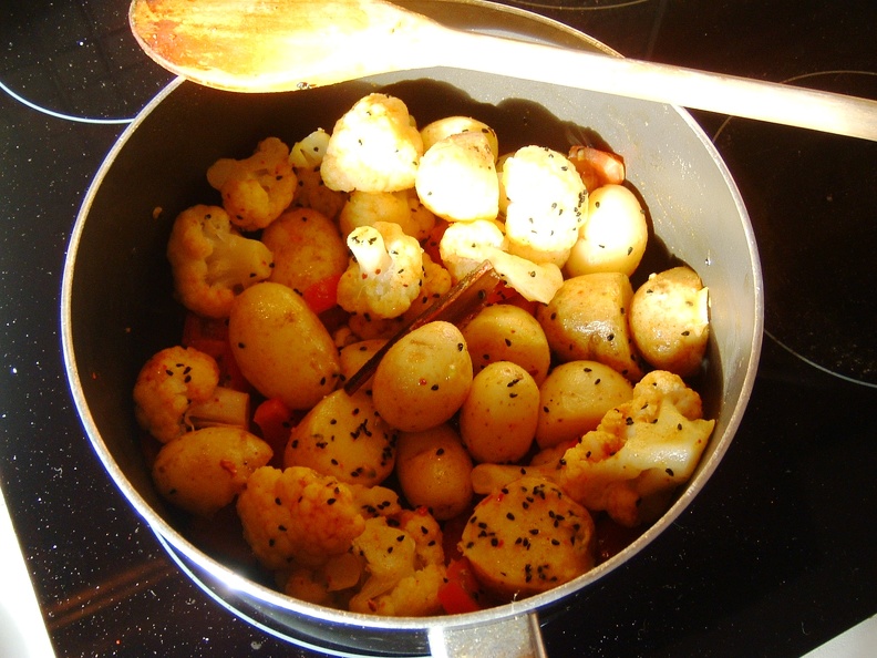 Aloo gobi in the making