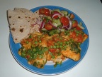 Fish bhuna with chapatis and kachumber