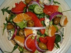 Smoked salmon salad with cambazola  orange and olives