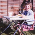 22 Wendy having tea in garden
