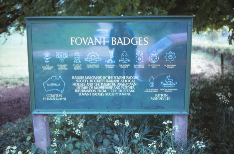 26 Sign showing military badges at Fovan nr. Salisbury.jpg