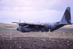 19 RAF Hercules taxies out at Benbecula airfield